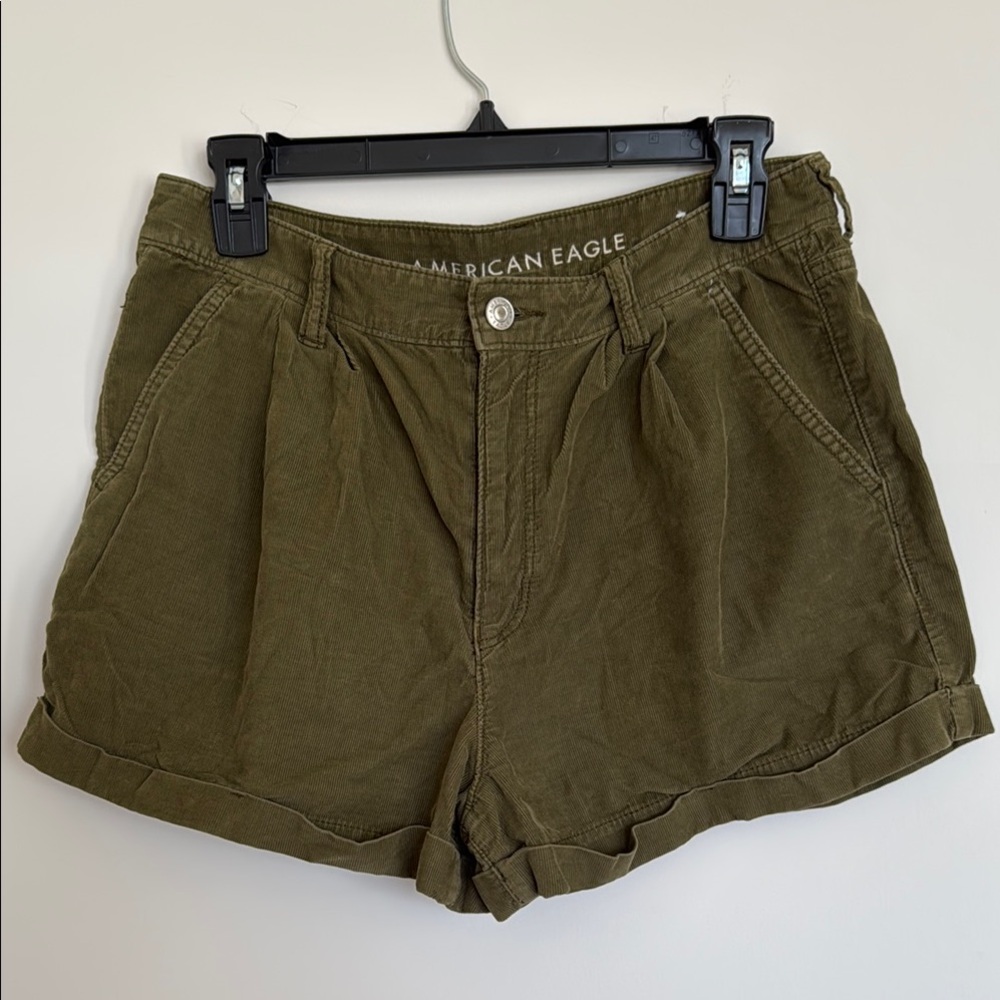 AEO Army Green Corduroy Mom Short
